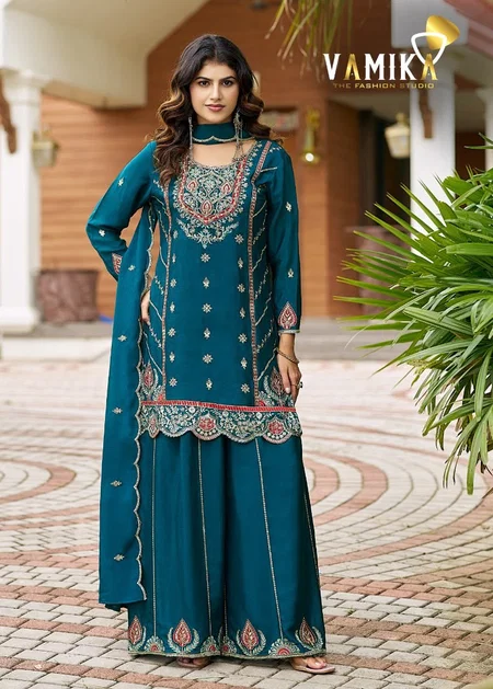 Ashima Vol 3 By Vamika Atex Chinon Readymade Plazzo Suits 